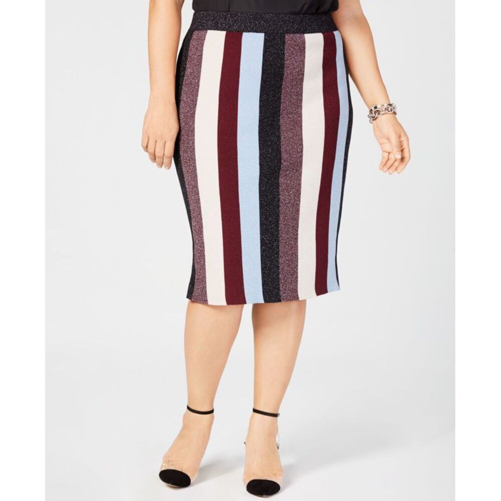 INC International Concepts Plus Size Metallic Striped Skirt